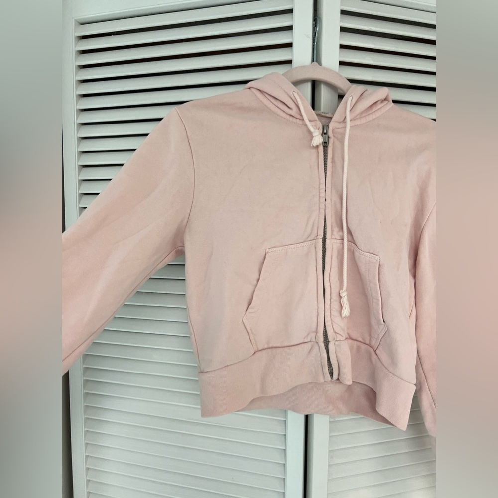 light pink cropped zipup hoodie size xs